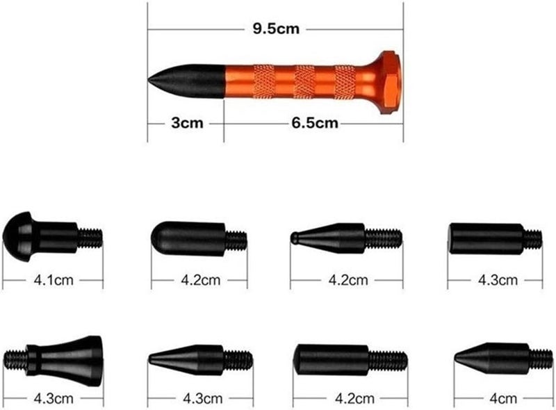 HiYi GS DIY Paintless Dent Repair Kit Metal Tap Down Pen with 9 Heads Tips Dent Removal Tools - Image 2